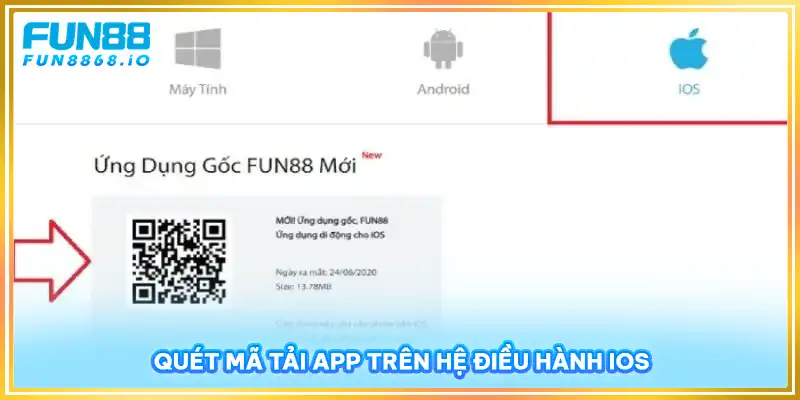 Quét mã tải app trên hệ điều hành iOS